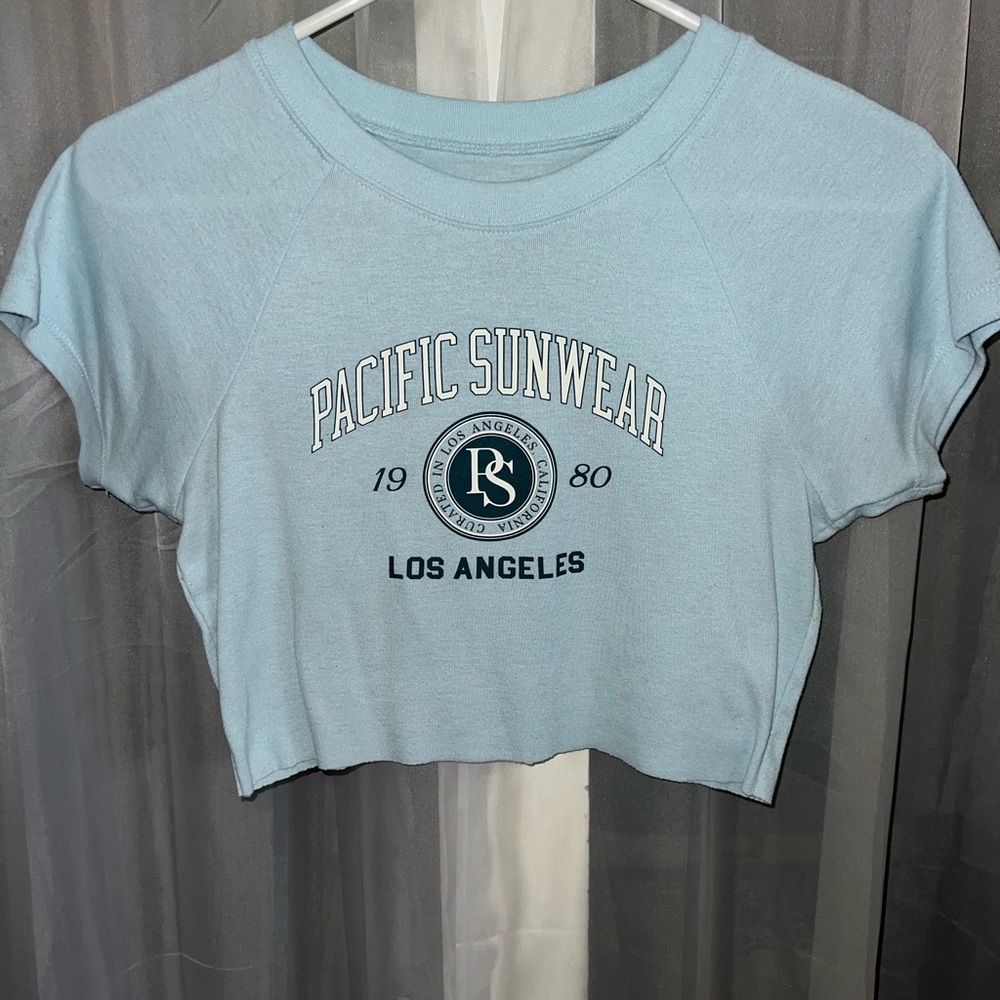 PacSun Light Blue Graphic Crop Top